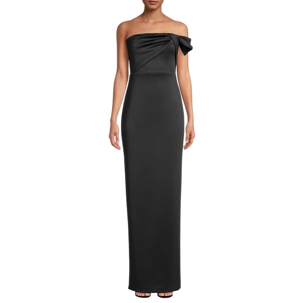 BLACK HALO EVE Women's‎ Black Divina Gown Size 2 Long Strapless Dress Bow NWT